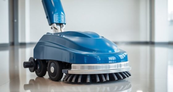 operate commercial floor scrubber