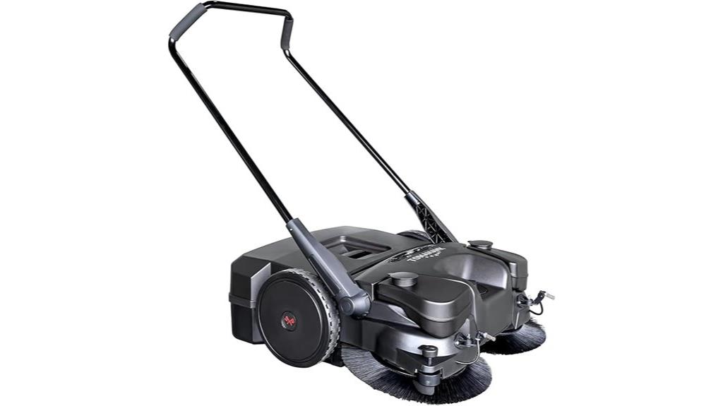battery powered triple broom sweeper