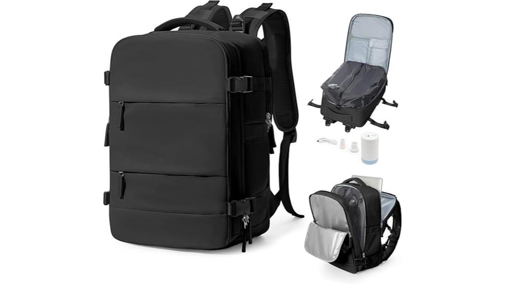black vacuum backpack with pump