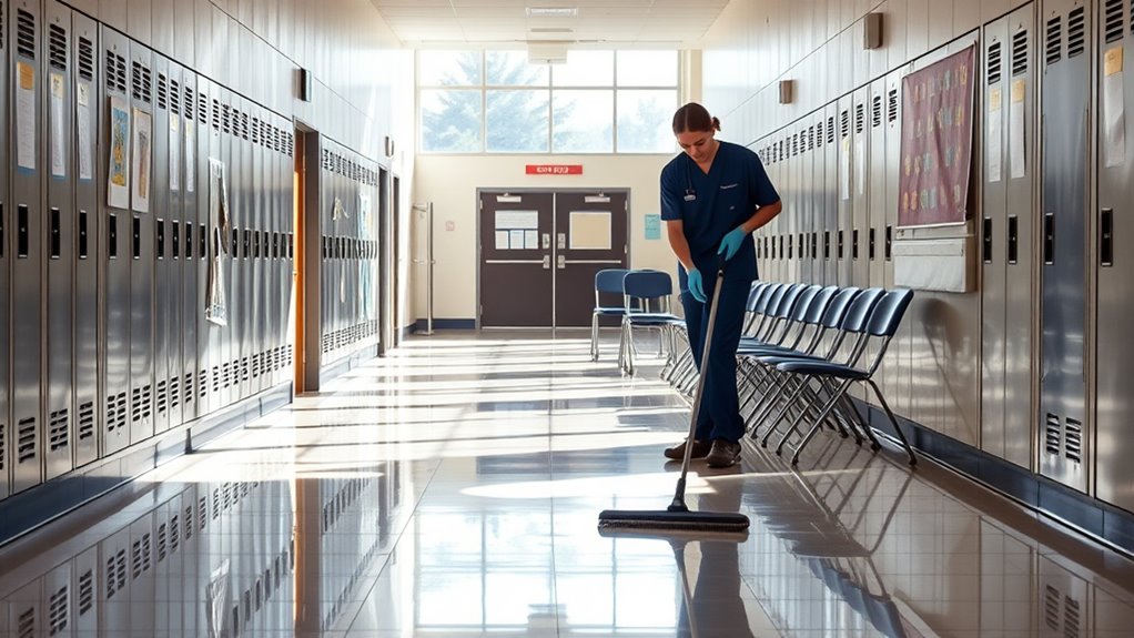 pre sweeping hallways promotes safety