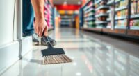 shop aisle baseboard trimming