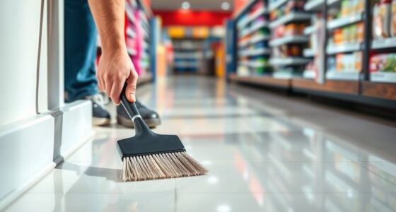 shop aisle baseboard trimming