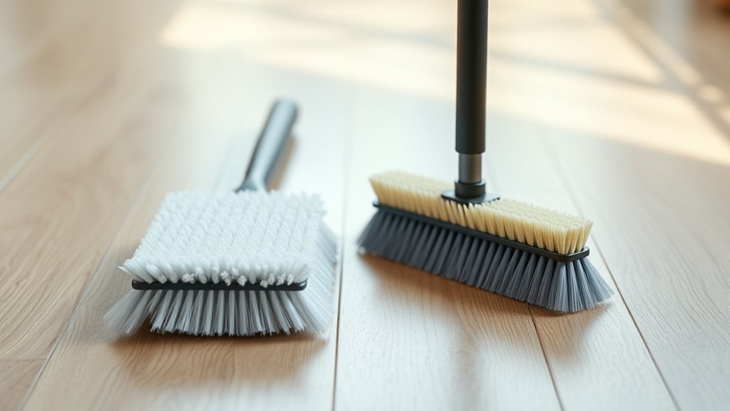soft brushes protect vinyl floors