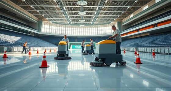 sports arena floor scrubbing