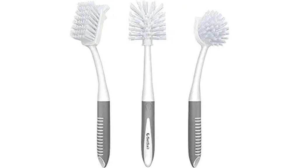 three piece dish brush set