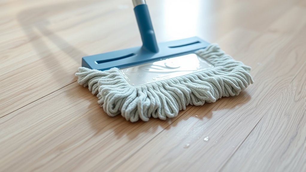 use damp mop carefully
