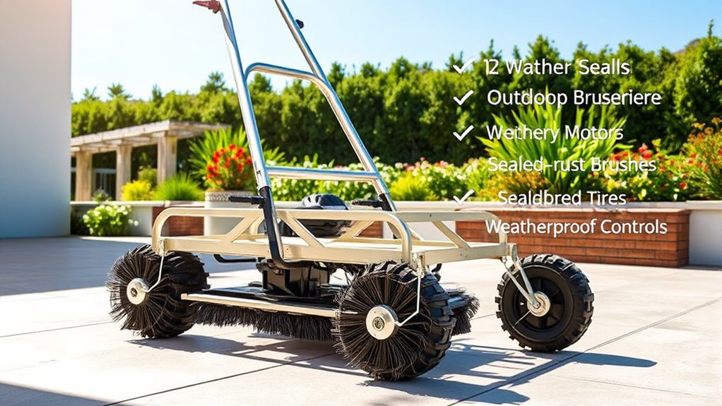 weather resistant outdoor sweeper features