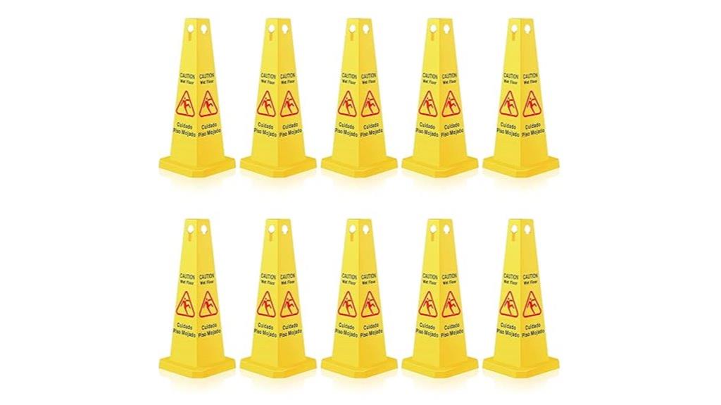 yellow wet floor caution cones