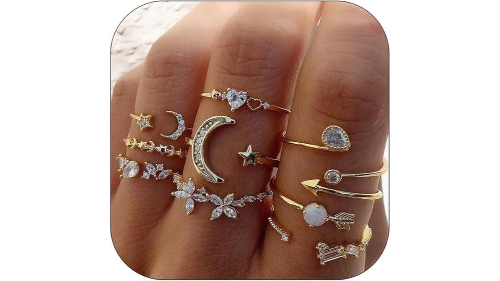 trendy gold star rings