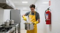 clean greasy kitchen corridors