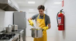 clean greasy kitchen corridors