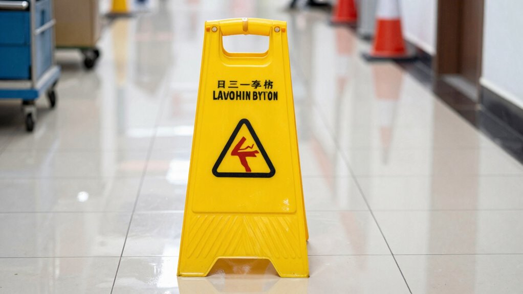 proper wet floor sign placement