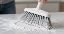 sweep gently to minimize dust