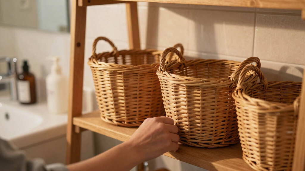 She Added Vintage Wicker Baskets to Her Family Bathroom — So Much Storage!