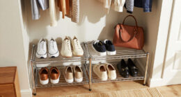 I Put Dollar Tree Wire Cabinet Shelves In My Closet For Smart Shoe Storage