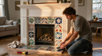 A $50 Mantel Inspired This DIY Fireplace — He Handmade Every Tile