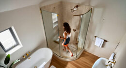 A Clever Layout Turned This Awkward-shaped Room Into A Luxe Hotel-style Bathroom